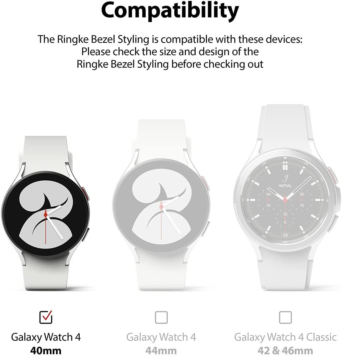 Ringke Bezel Styling - Galaxy Watch 4 40MM Randbeschermer - Staal - Zilver afbeelding 5