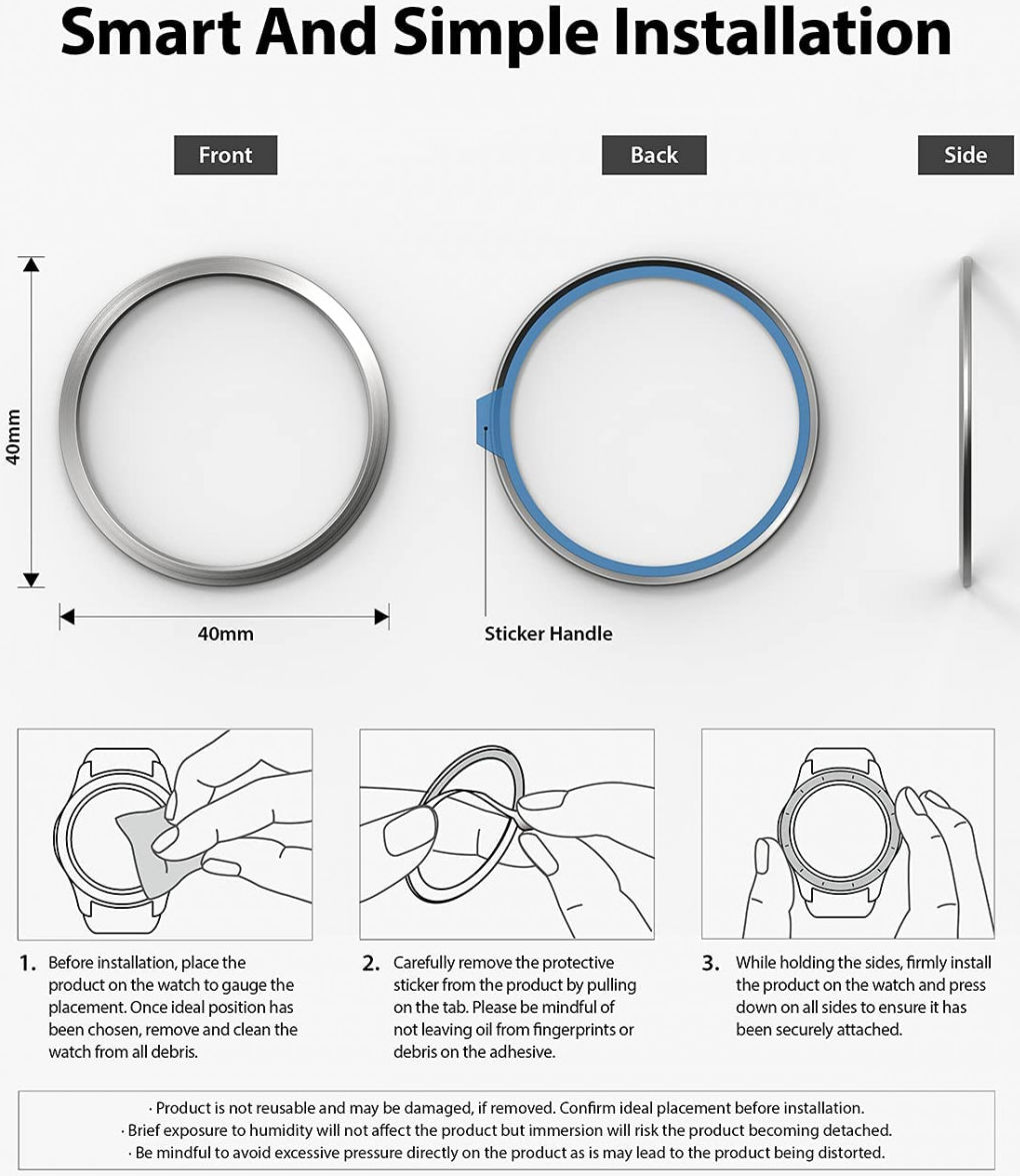 Ringke Bezel Styling - Galaxy Watch 4 40MM Randbeschermer - Staal - Zilver afbeelding 10