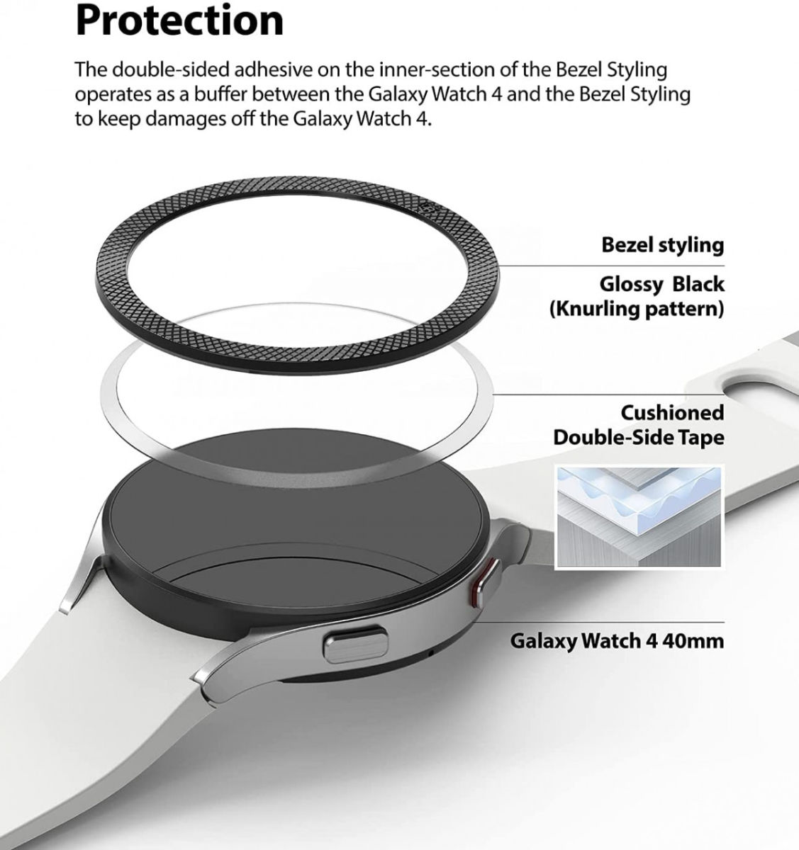 Ringke Bezel Styling - Galaxy Watch 4 40MM Randbeschermer - Zwart afbeelding 2