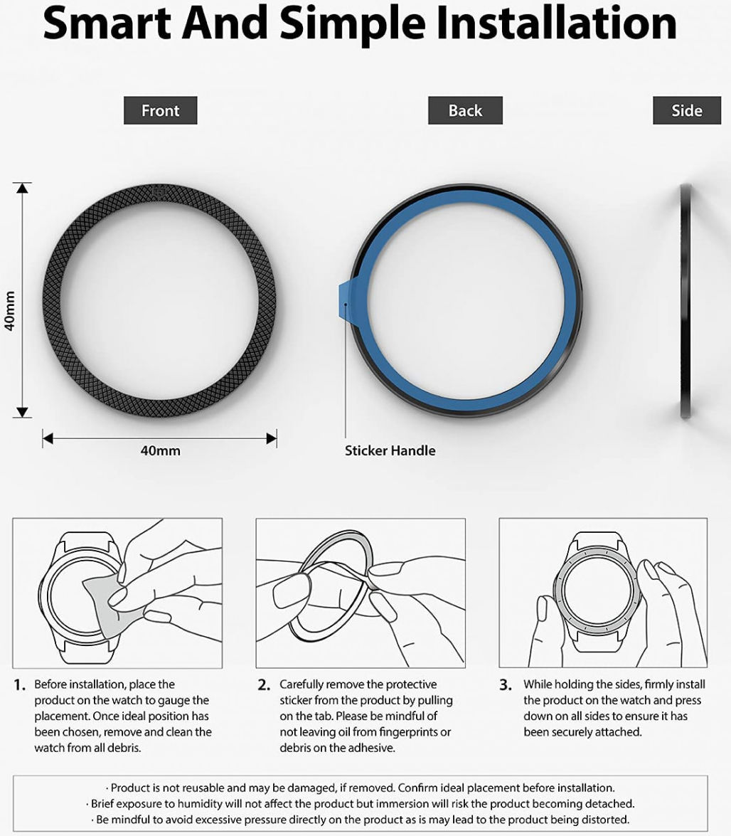 Ringke Bezel Styling - Galaxy Watch 4 40MM Randbeschermer - Zwart afbeelding 8