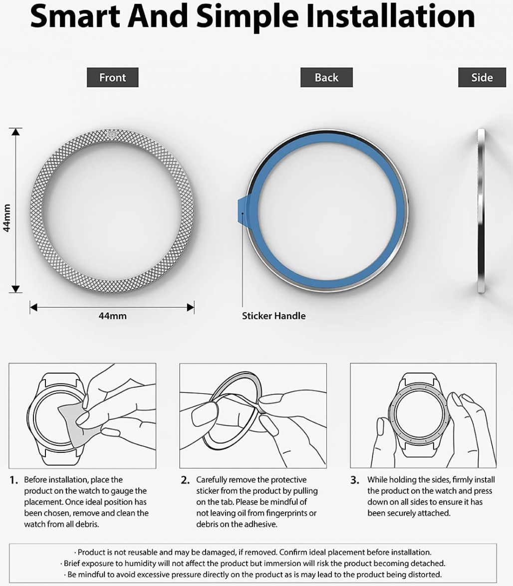 Ringke Bezel Styling - Galaxy Watch 4 44MM Randbeschermer - Zilver afbeelding 9