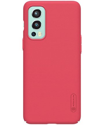 Nillkin Super Frosted Shield OnePlus Nord 2 5G Hoesje Back Cover Rood Hoesjes