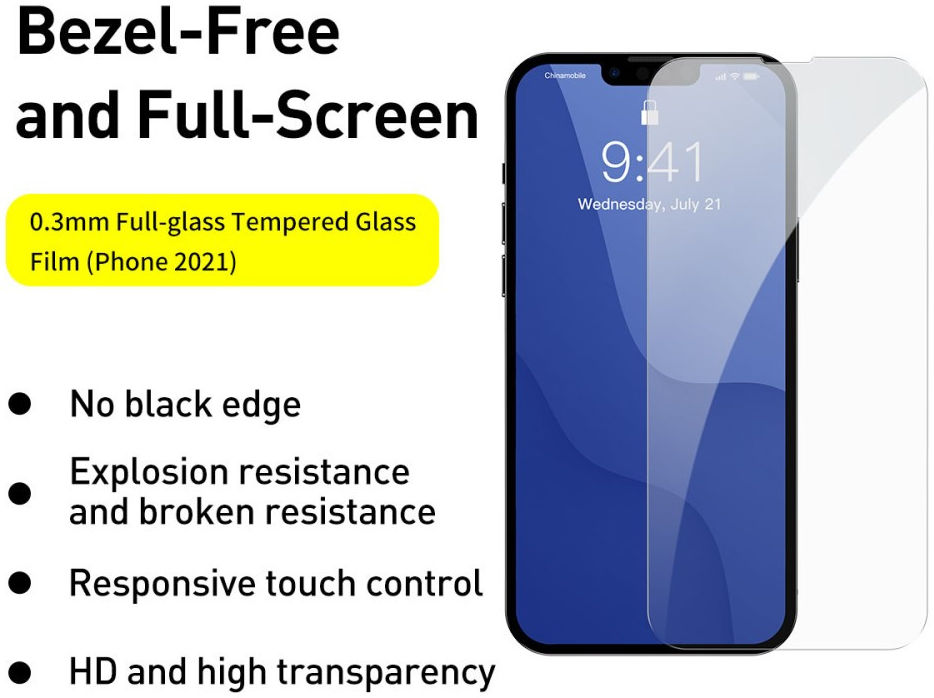 Baseus Apple iPhone 13 / Pro Tempered Glass Screenprotector (2-Pack) afbeelding 5