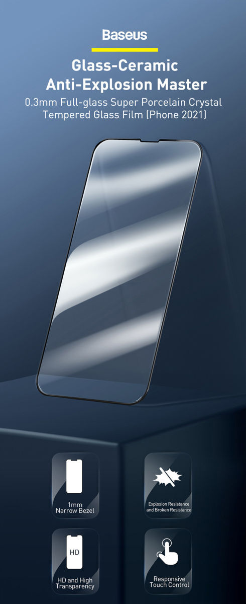 Baseus Apple iPhone 13 Pro Max Tempered Glass Screen Protector 2-Pack afbeelding 4