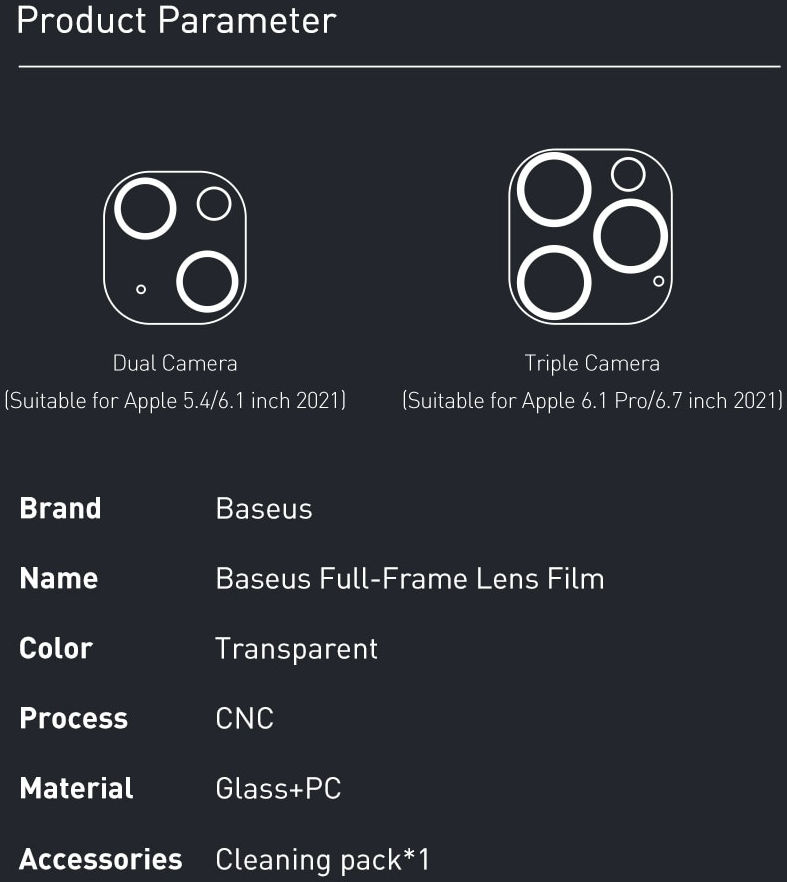 Baseus Apple iPhone 13 / 13 Mini Tempered Glass Camera Protector 2pack afbeelding 13