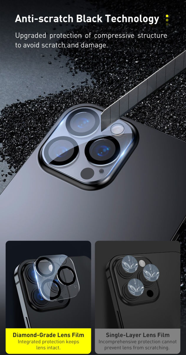 Baseus Apple iPhone 13 / 13 Mini Tempered Glass Camera Protector 2pack afbeelding 6