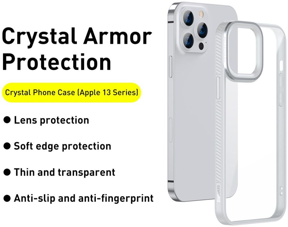 Baseus Apple iPhone 13 Pro Max Hoesje TPU Back Cover Transparant/Grijs afbeelding 6