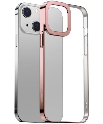 Baseus Apple iPhone 13 Hoesje Back Cover TPU Transparant Roze Hoesjes