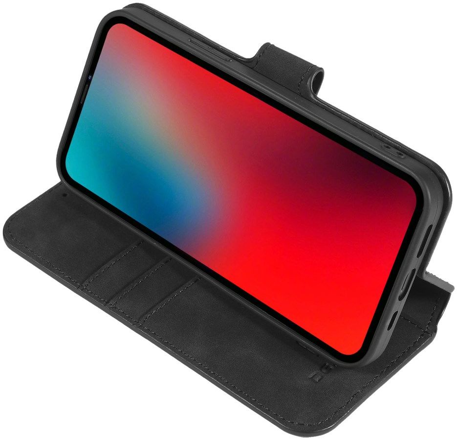 DG Ming Apple iPhone 13 Mini Hoesje Retro Wallet Book Case Zwart afbeelding 4
