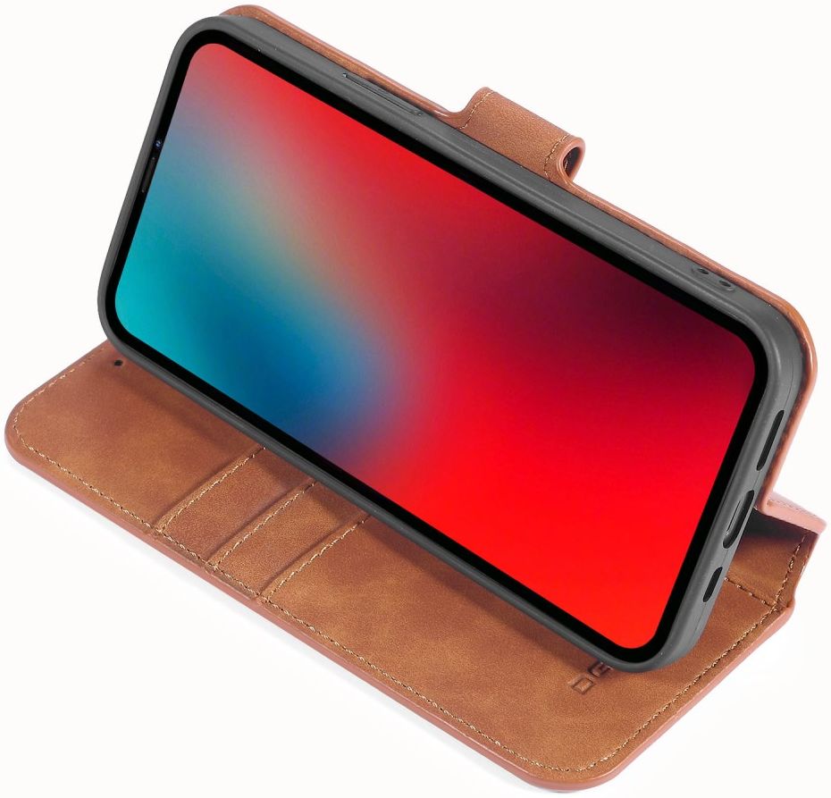 DG Ming Apple iPhone 13 Mini Hoesje Retro Wallet Book Case Bruin afbeelding 4