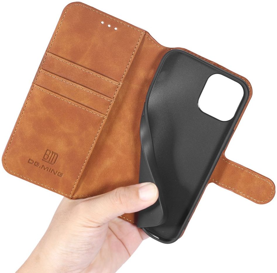 DG Ming Apple iPhone 13 Mini Hoesje Retro Wallet Book Case Bruin afbeelding 3