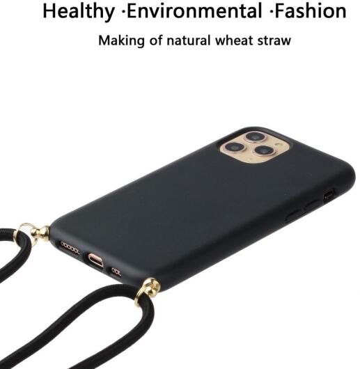 Apple iPhone 13 Pro Hoesje Back Cover Flexibel TPU met Koord Zwart afbeelding 2
