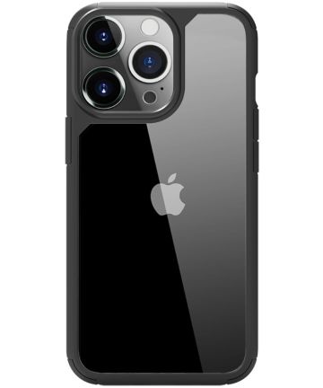 Apple iPhone 13 Pro Hoesje Hybride Back Cover Transparant/Zwart Hoesjes