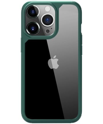 Apple iPhone 13 Pro Hoesje Hybride Back Cover Transparant/Groen Hoesjes