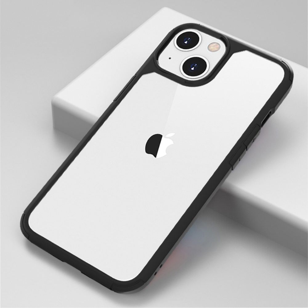 Apple iPhone 13 Hoesje Hybride Back Cover Transparant/Zwart GSMpunt.nl