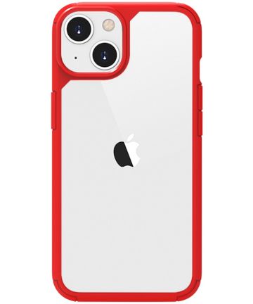 Apple iPhone 13 Hoesje Hybride Back Cover Transparant/Rood Hoesjes