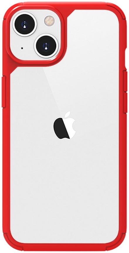 Apple iPhone 13 Hoesje Hybride Back Cover Transparant/Rood afbeelding 1
