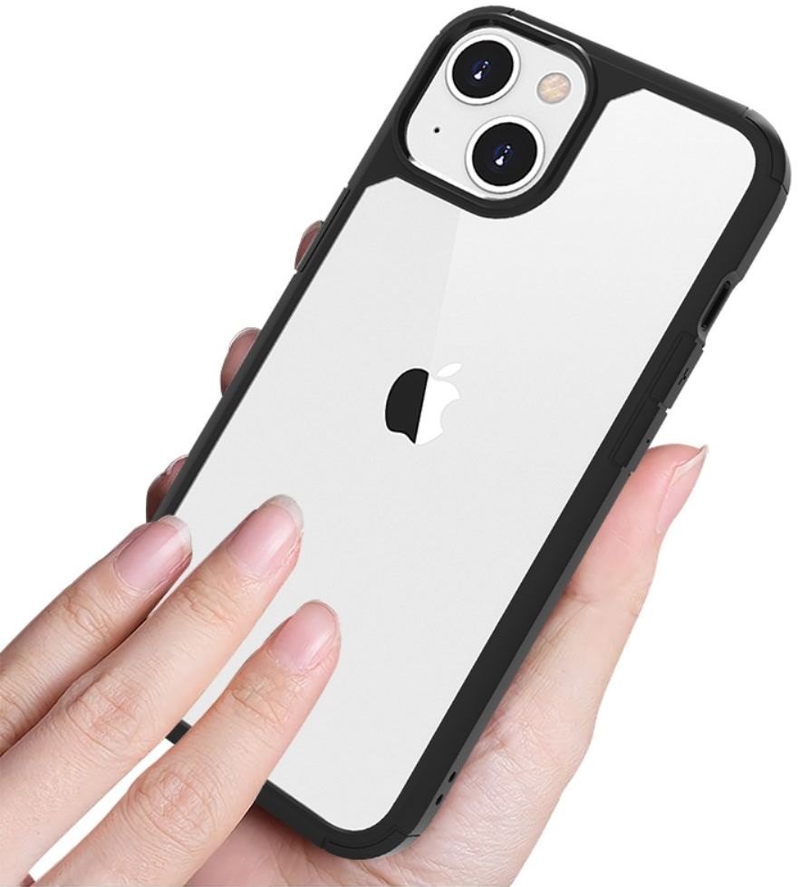 Apple iPhone 13 Mini Hoesje Hybride Back Cover Transparant/Zwart afbeelding 2