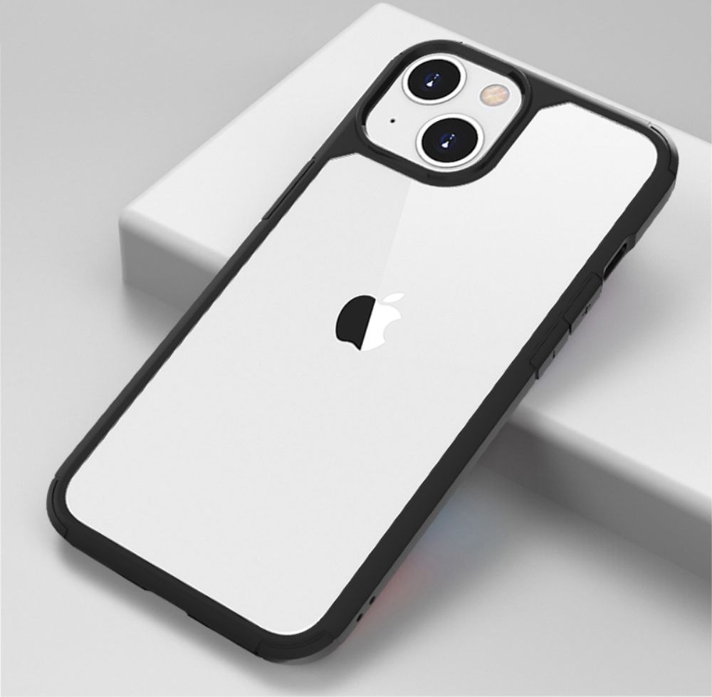 Apple iPhone 13 Mini Hoesje Hybride Back Cover Transparant/Zwart afbeelding 4