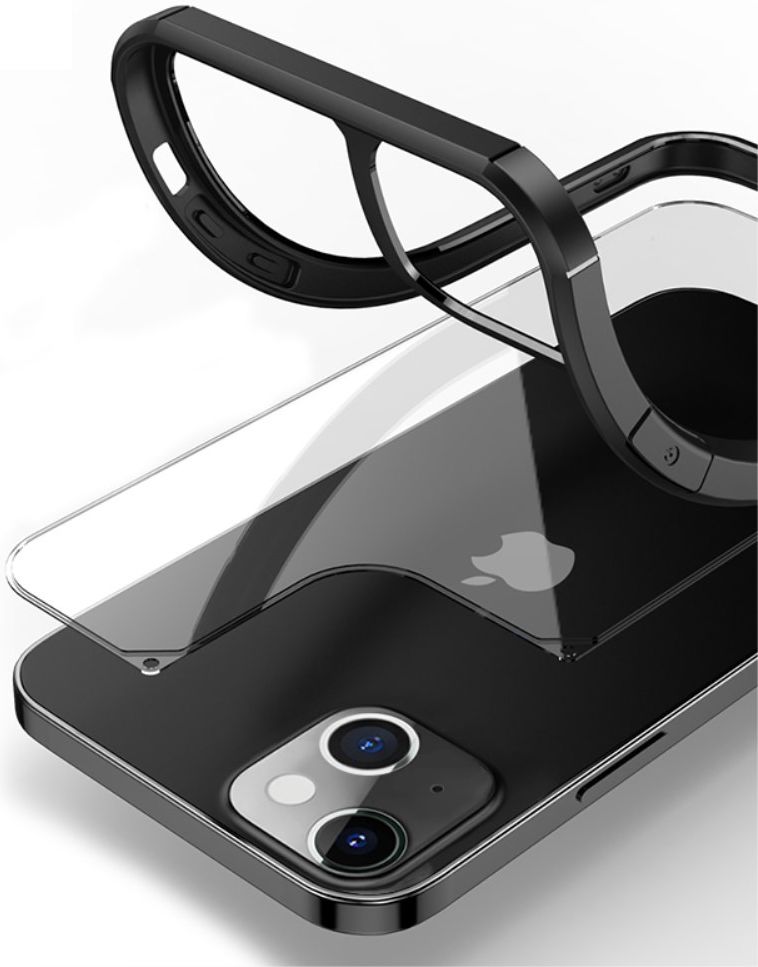 Apple iPhone 13 Mini Hoesje Hybride Back Cover Transparant/Zwart afbeelding 3