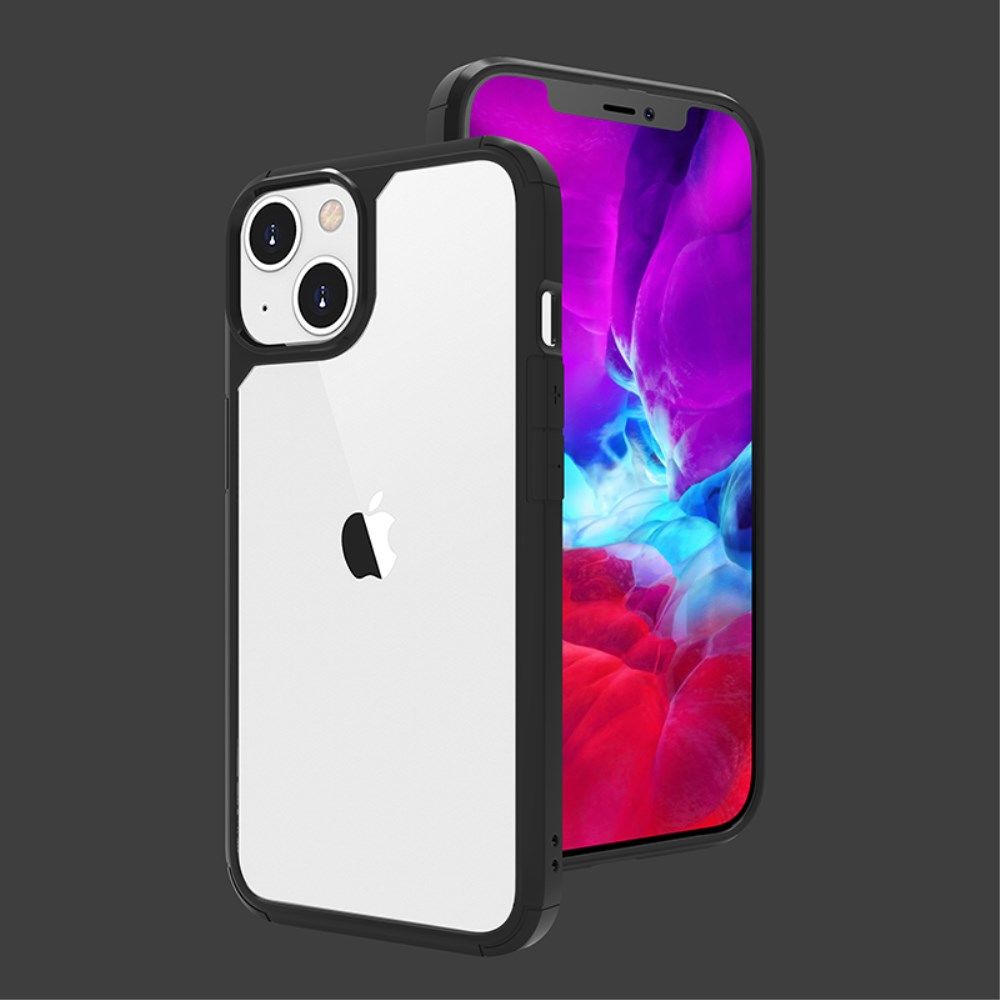 Apple iPhone 13 Mini Hoesje Hybride Back Cover Transparant/Zwart afbeelding 6