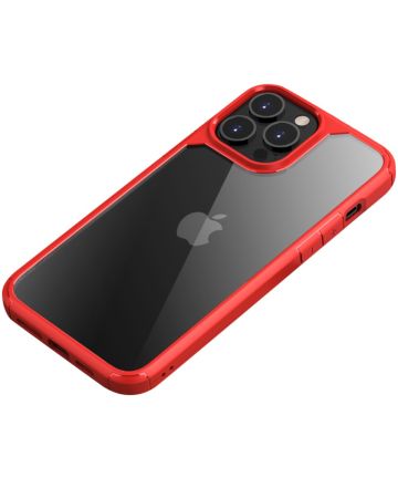 iPaky Apple iPhone 13 Pro Max Hoesje Back Cover Transparant/Rood Hoesjes