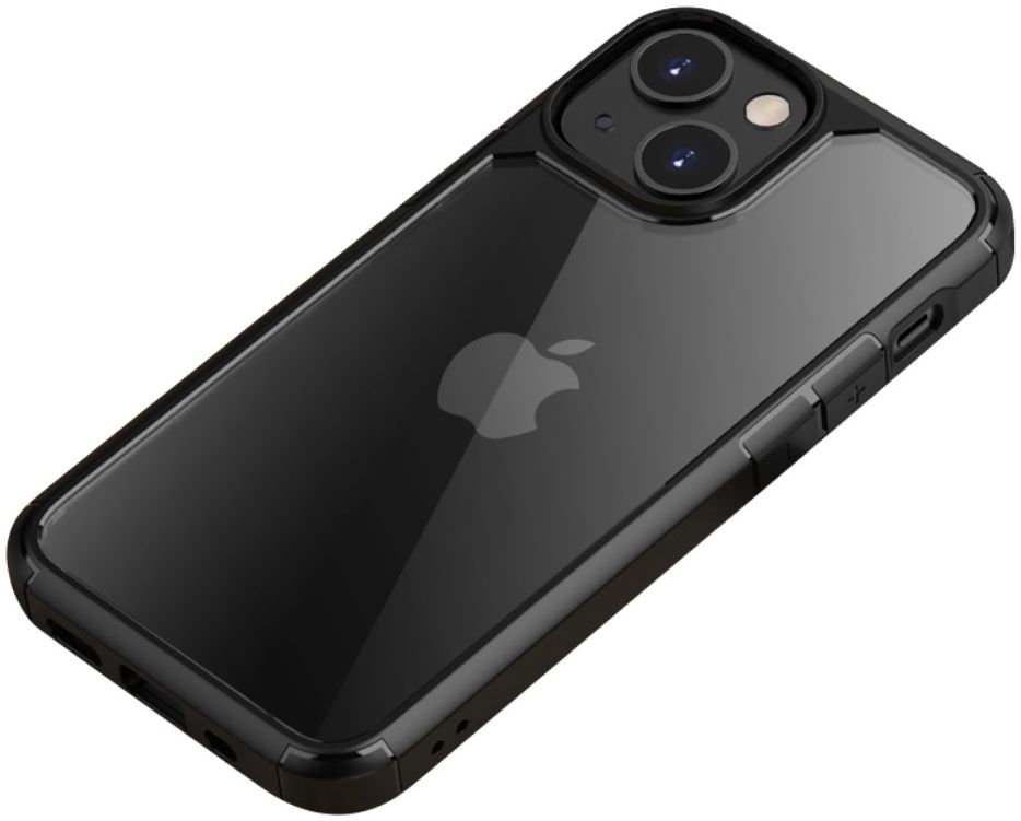 iPaky Apple iPhone 13 Hoesje Hybride Back Cover Transparant/Zwart afbeelding 1