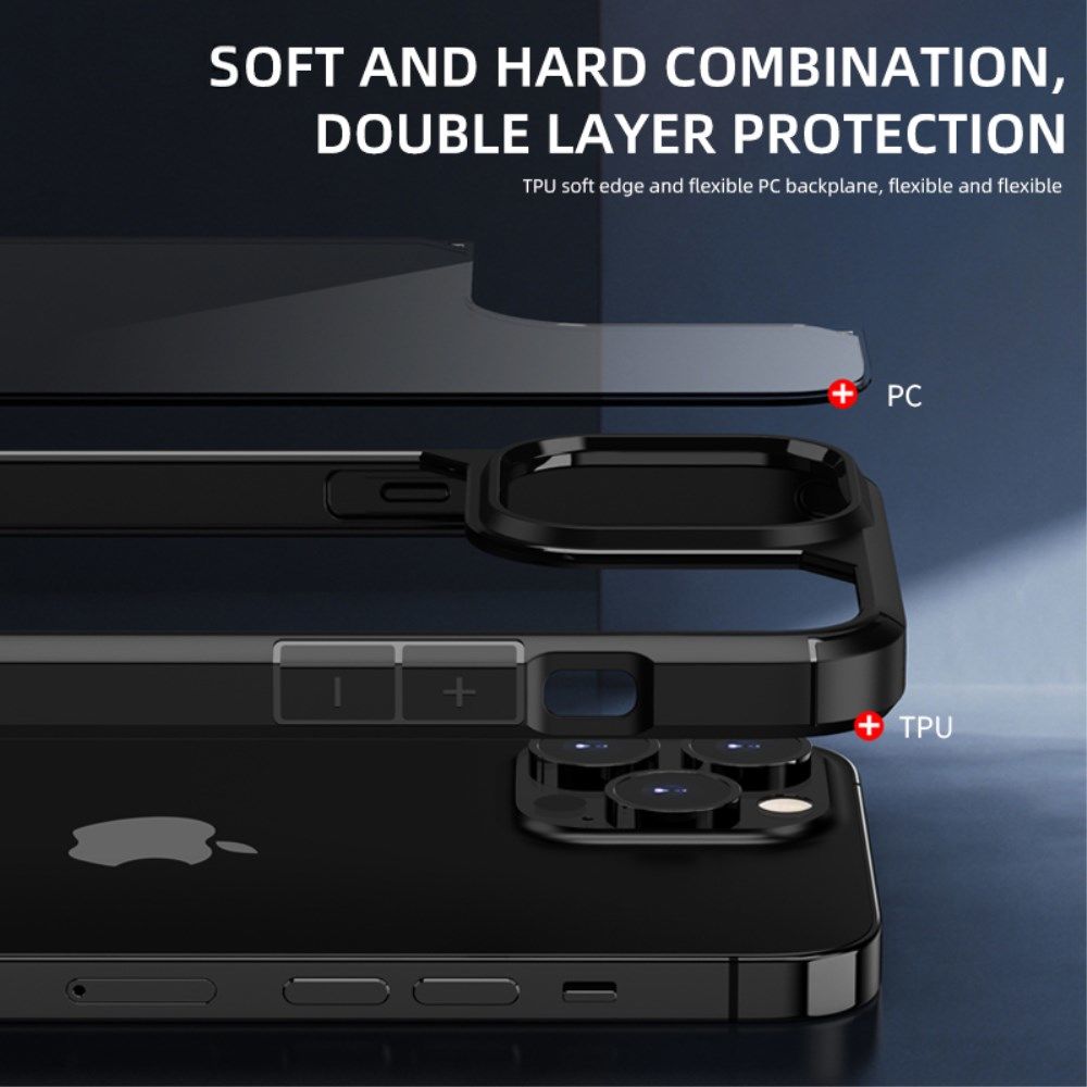 iPaky Apple iPhone 13 Hoesje Hybride Back Cover Transparant/Zwart afbeelding 3