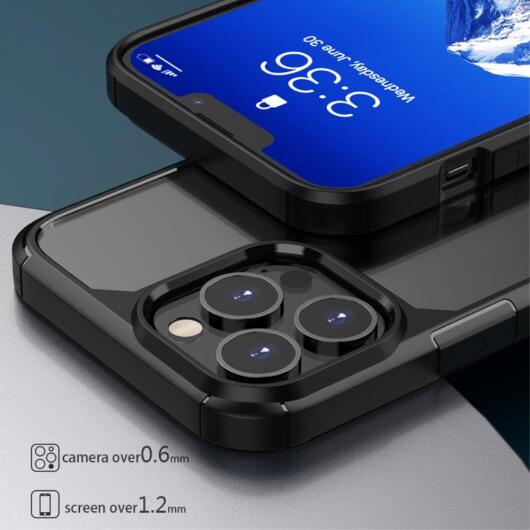 iPaky Apple iPhone 13 Hoesje Hybride Back Cover Transparant/Zwart afbeelding 4