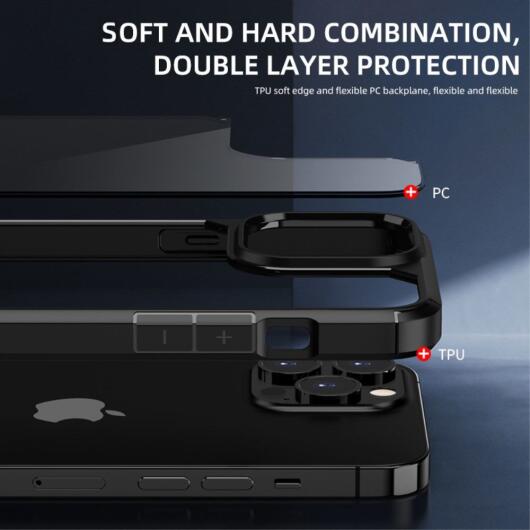 iPaky Apple iPhone 13 Hoesje Hybride Back Cover Transparant/Zwart afbeelding 3
