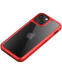 iPaky Apple iPhone 13 Mini Hoesje Hybride Back Cover Transparant/Rood