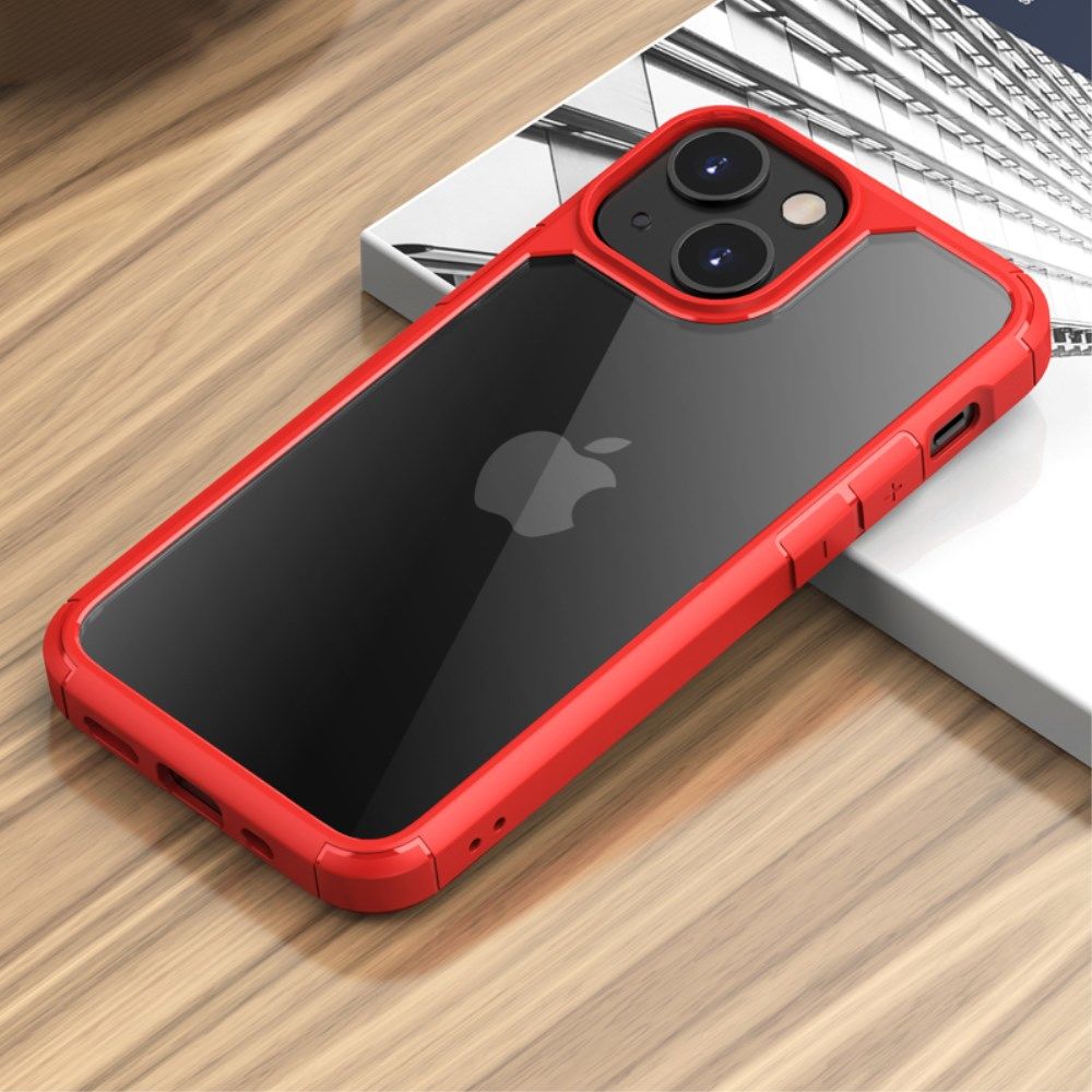iPaky Apple iPhone 13 Mini Hoesje Hybride Back Cover Transparant/Rood afbeelding 2