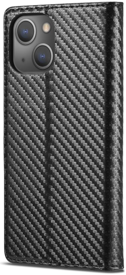 Apple iPhone 13 Hoesje Carbon Fiber Portemonnee Book Case Zwart afbeelding 7