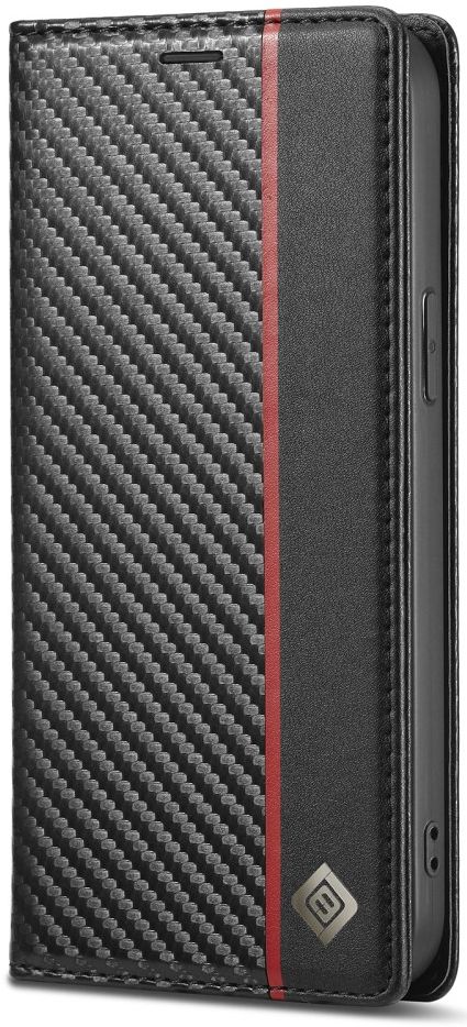 Apple iPhone 13 Hoesje Carbon Fiber Portemonnee Book Case Zwart afbeelding 2