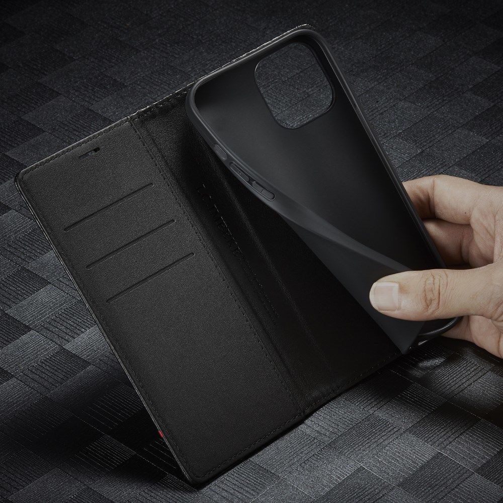 Apple iPhone 13 Hoesje Carbon Fiber Portemonnee Book Case Zwart afbeelding 4