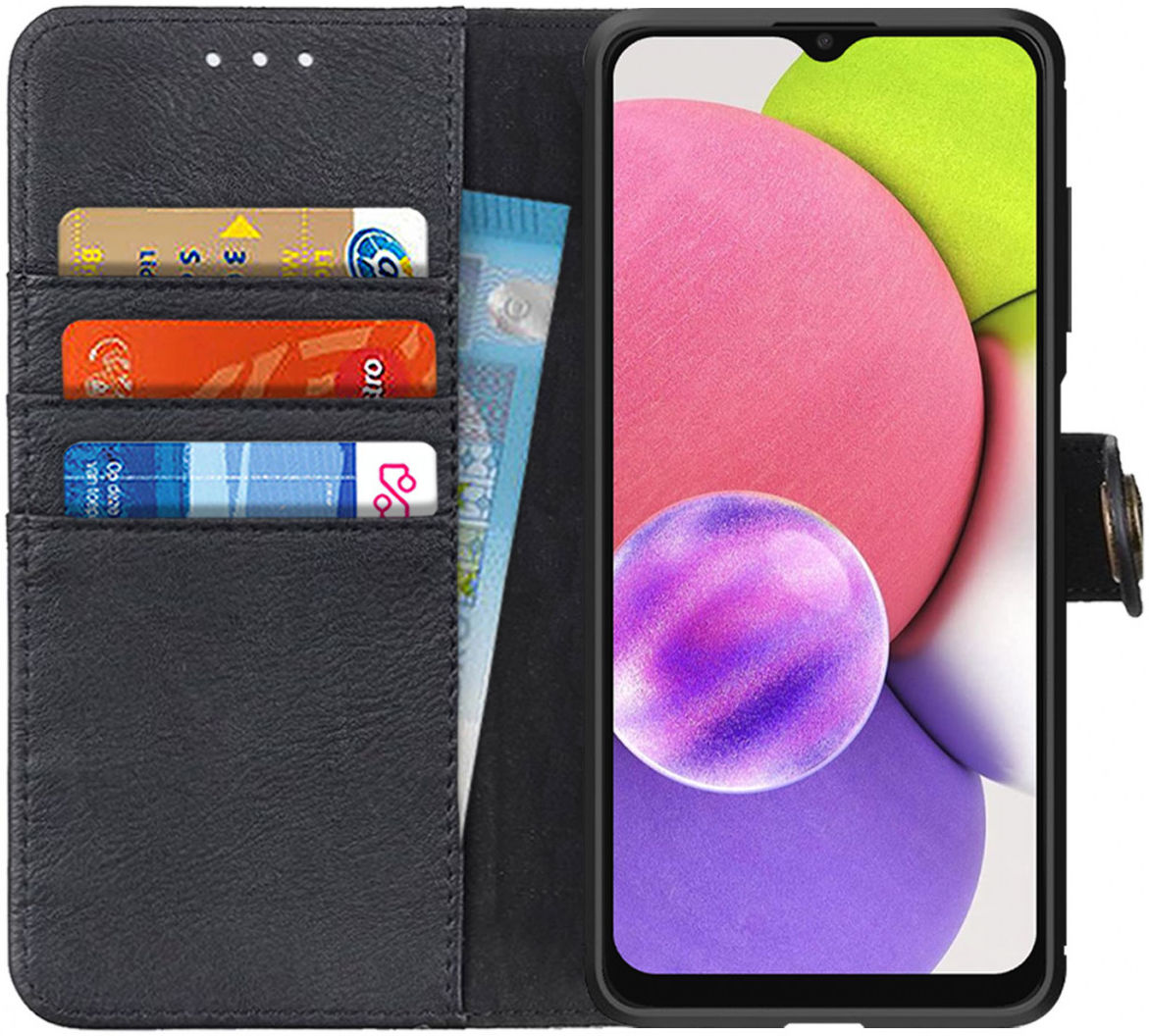 KHAZNEH Samsung Galaxy A03s Hoesje Portemonnee Book Case Zwart GSMpunt.nl