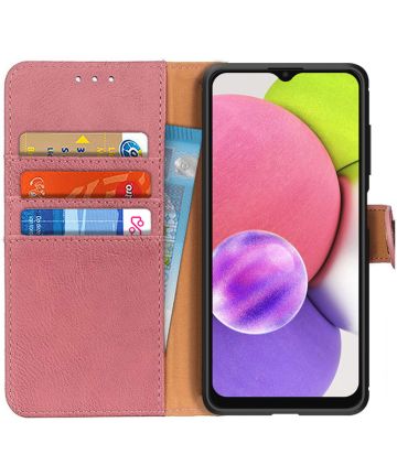 KHAZNEH Samsung Galaxy A03s Hoesje Portemonnee Book Case Roze Hoesjes