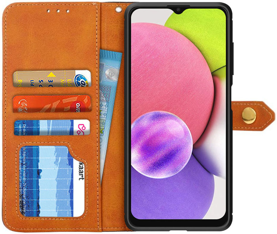 KHAZNEH Samsung Galaxy A03s Hoesje Duo Color Wallet Book Case Zwart afbeelding 1