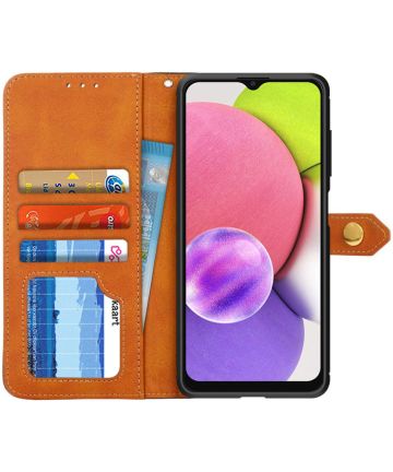 KHAZNEH Samsung Galaxy A03s Hoesje Duo Color Wallet Book Case Bruin Hoesjes