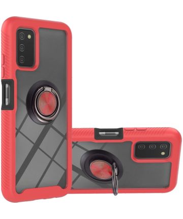 Samsung Galaxy A03s Hoesje Hybride Kickstand Back Cover Rood Hoesjes