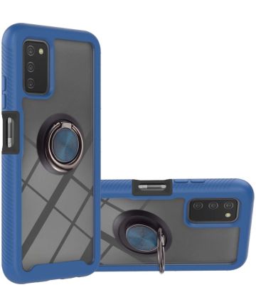Samsung Galaxy A03s Hoesje Hybride Kickstand Back Cover Blauw Hoesjes