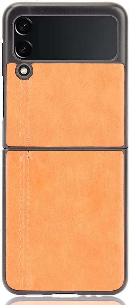 Samsung Galaxy Z Flip 3 Hoesje Kunstleer Back Cover Geel afbeelding 1