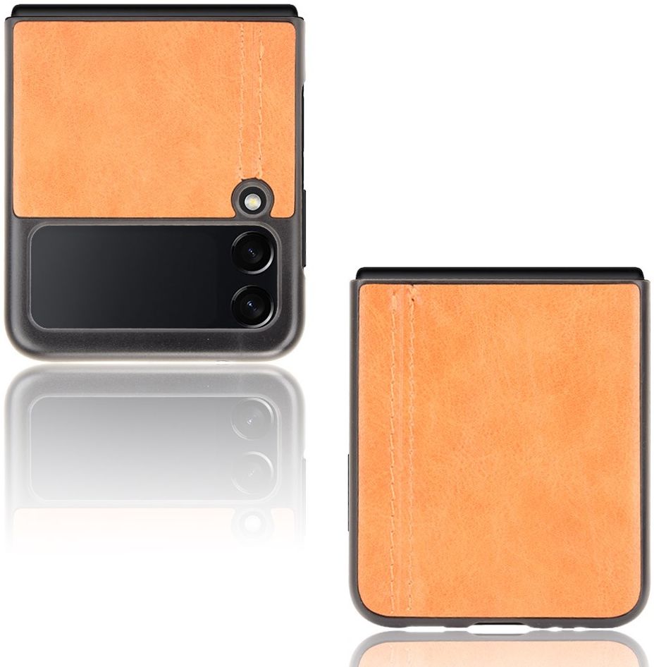 Samsung Galaxy Z Flip 3 Hoesje Kunstleer Back Cover Geel afbeelding 3