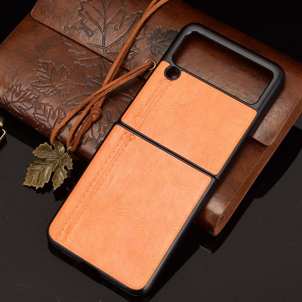 Samsung Galaxy Z Flip 3 Hoesje Kunstleer Back Cover Geel afbeelding 2