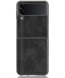 Samsung Galaxy Z Flip 3 Hoesje Kunstleer Back Cover Zwart