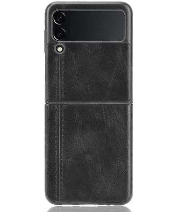 Samsung Galaxy Z Flip 3 Hoesje Kunstleer Back Cover Zwart Hoesjes