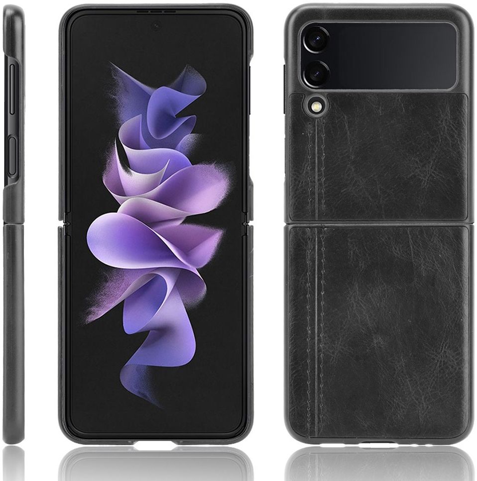 Samsung Galaxy Z Flip 3 Hoesje Kunstleer Back Cover Zwart afbeelding 4
