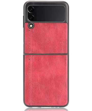 Samsung Galaxy Z Flip 3 Hoesje Kunstleer Back Cover Rood Hoesjes