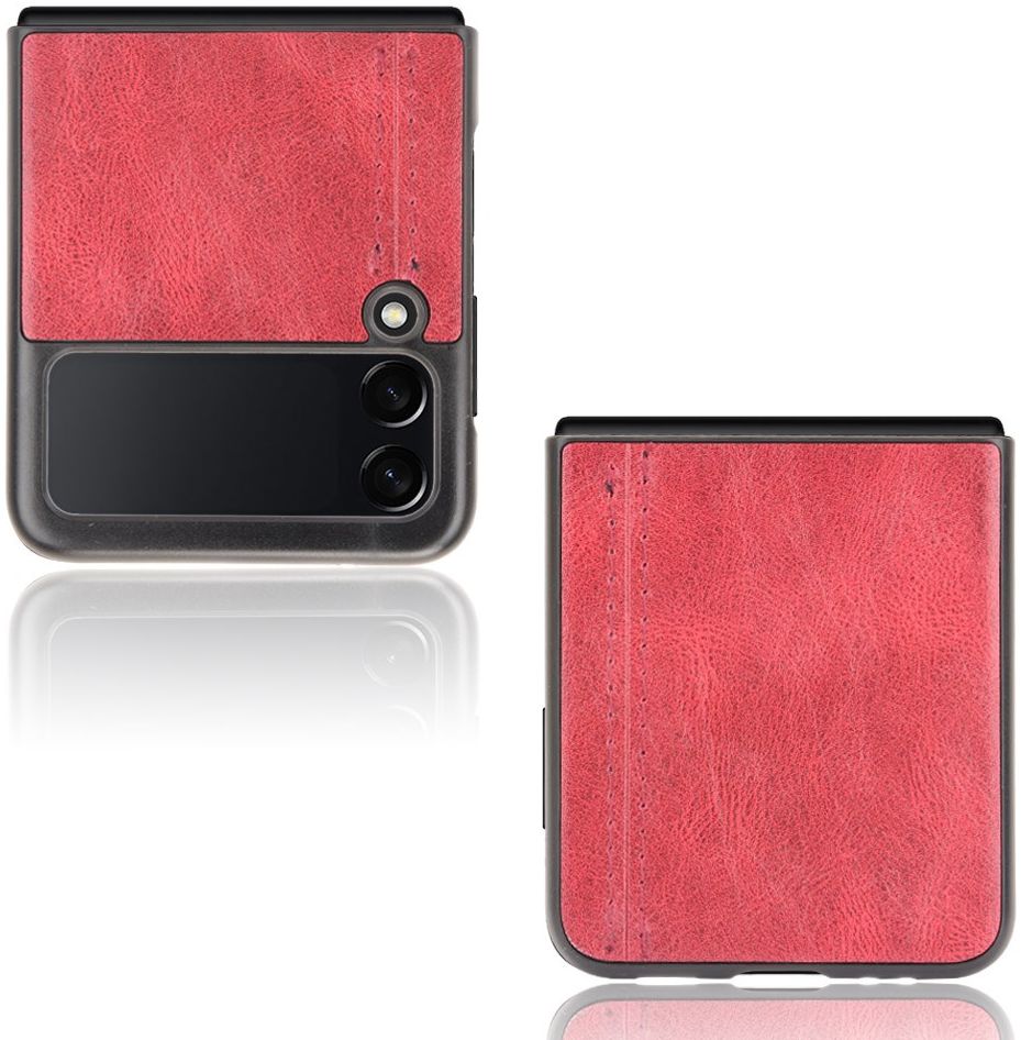 Samsung Galaxy Z Flip 3 Hoesje Kunstleer Back Cover Rood afbeelding 3