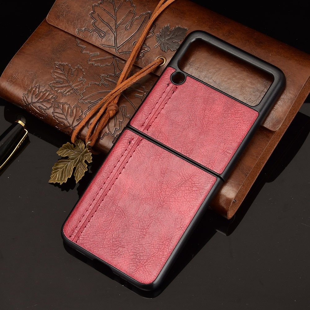 Samsung Galaxy Z Flip 3 Hoesje Kunstleer Back Cover Rood afbeelding 2